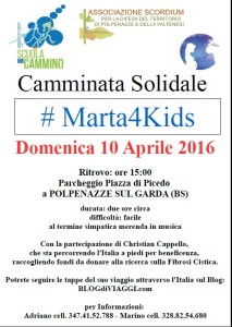 Camminata Solidale #Marta4Kids a Picedo di Polpenazze del Garda (BS) del 10 Aprile 2016