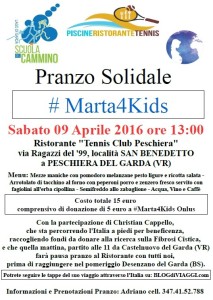 Pranzo Solidale #Marta4Kids a San Benedetto di Peschiera del Garda (VR) del 09 Aprile 2016